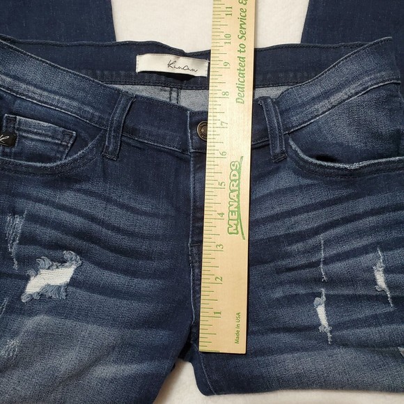 KanCan Moto Ankle Skinny Denim Jeans Women's Sz 27 Frayed Hem Dark Wash Distress - Picture 9 of 10